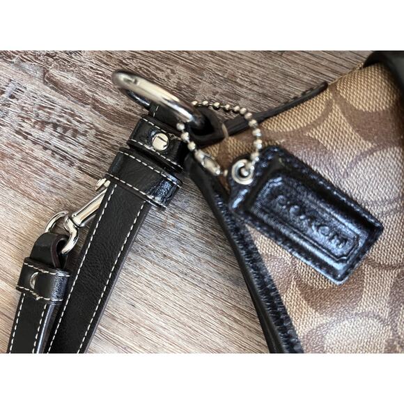 COACH F19823 Khaki Mahogany Dark Brown Trim Bag - Picture 6 of 6